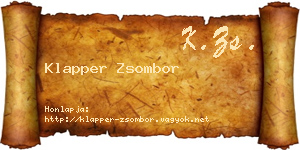 Klapper Zsombor névjegykártya